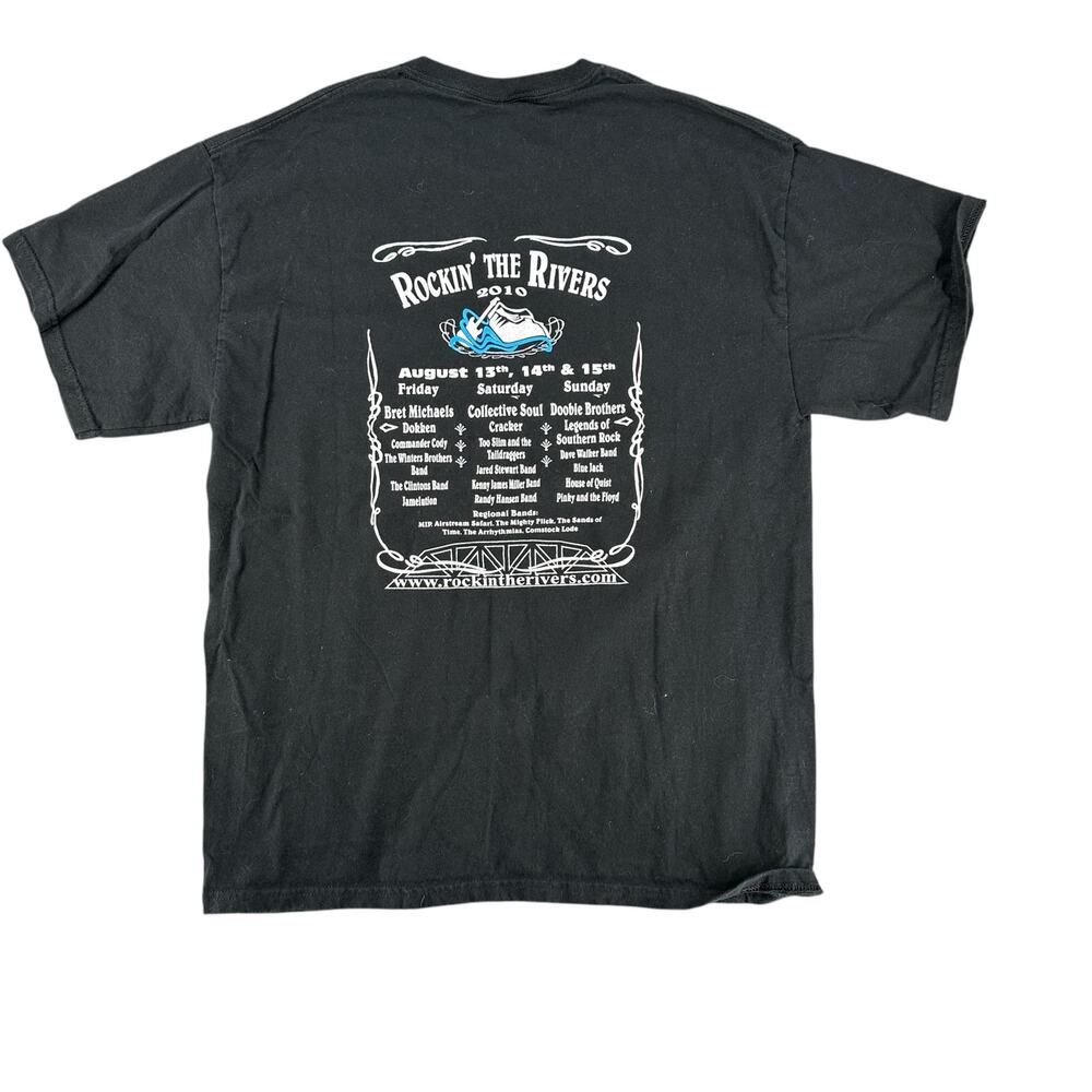 Vintage Y2K Rock The Rivers Concert T-Shirt Black Crew Neck Music Band Tee Large - Picture 3 of 5